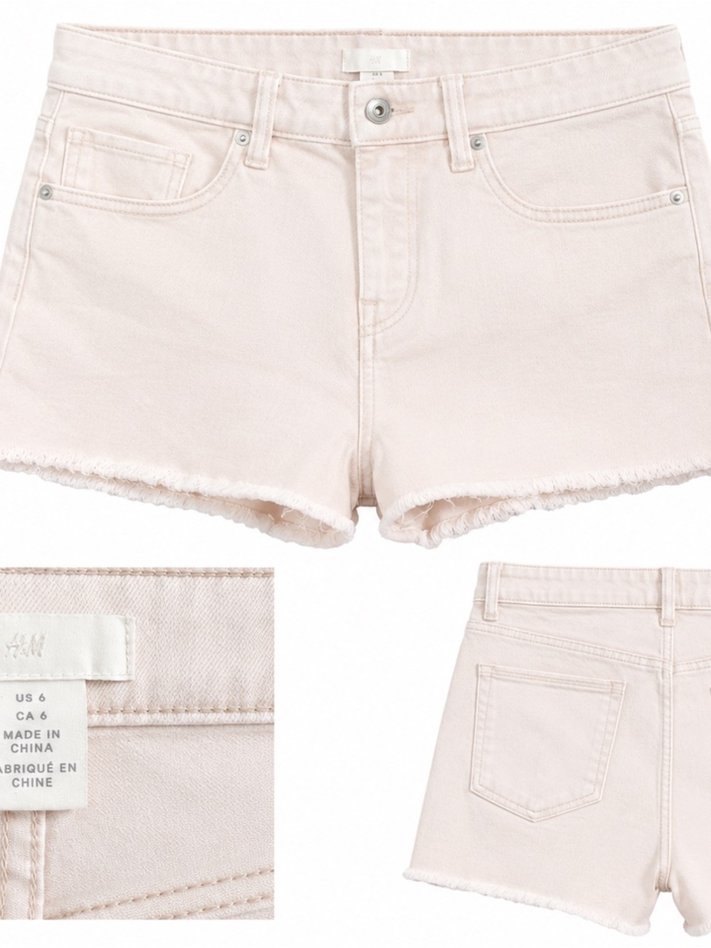 H&M Pale Pink Denim Cutoff Shorts